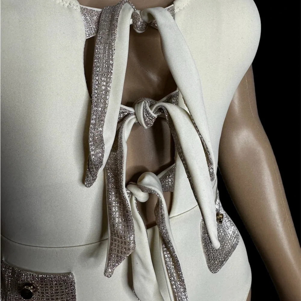Sand & blue beachwear women one piece beige swim suit size XS